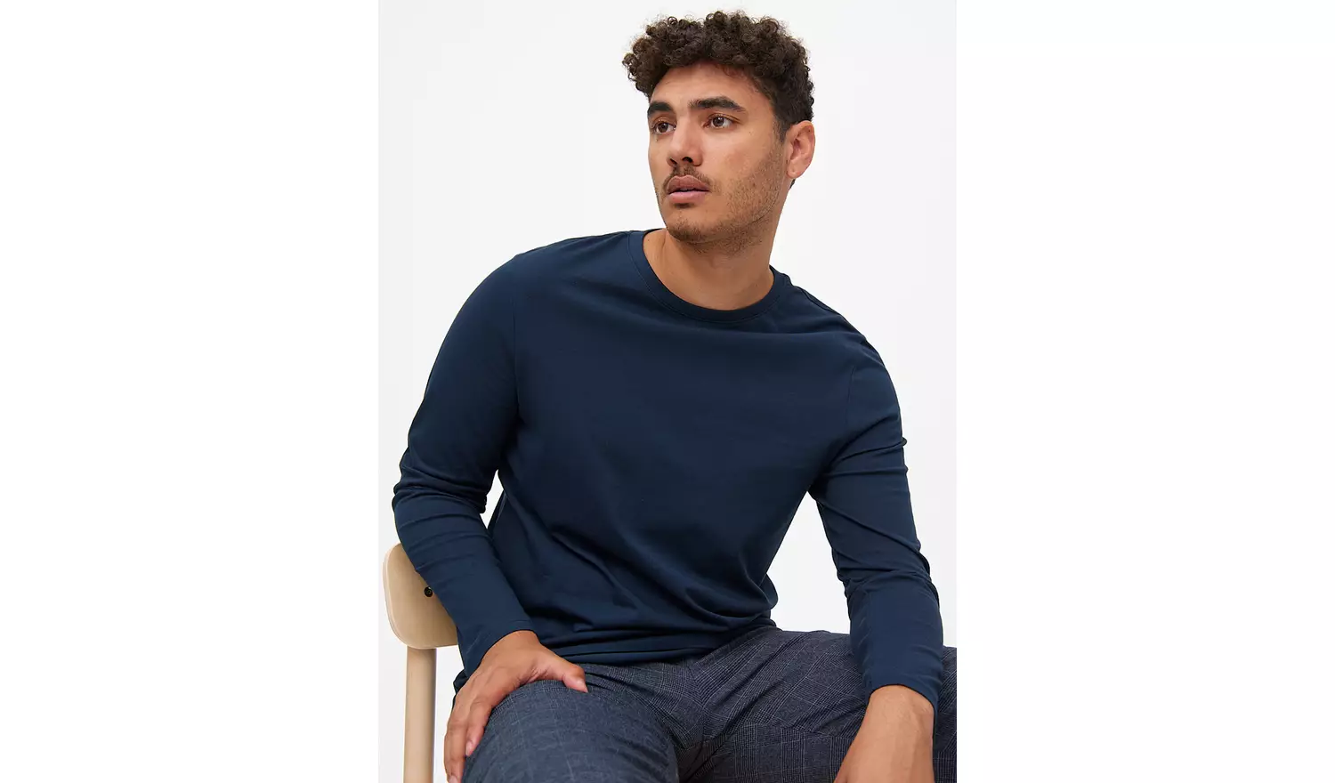 Plain Navy Long Sleeve T-Shirt XXL