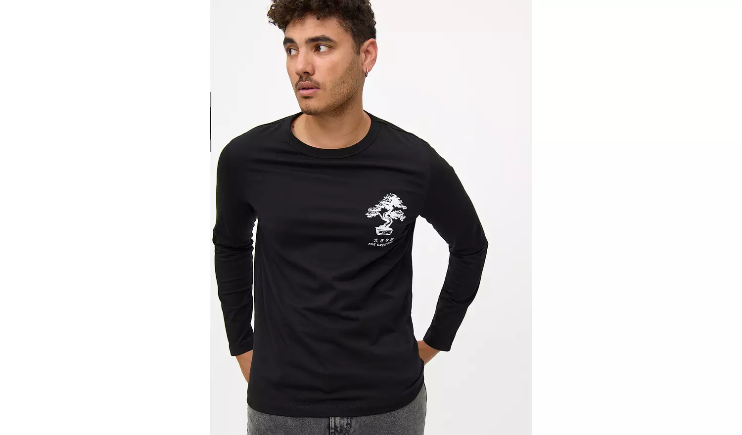 Japanese Kyoto Graphic Print Long Sleeve Top XL