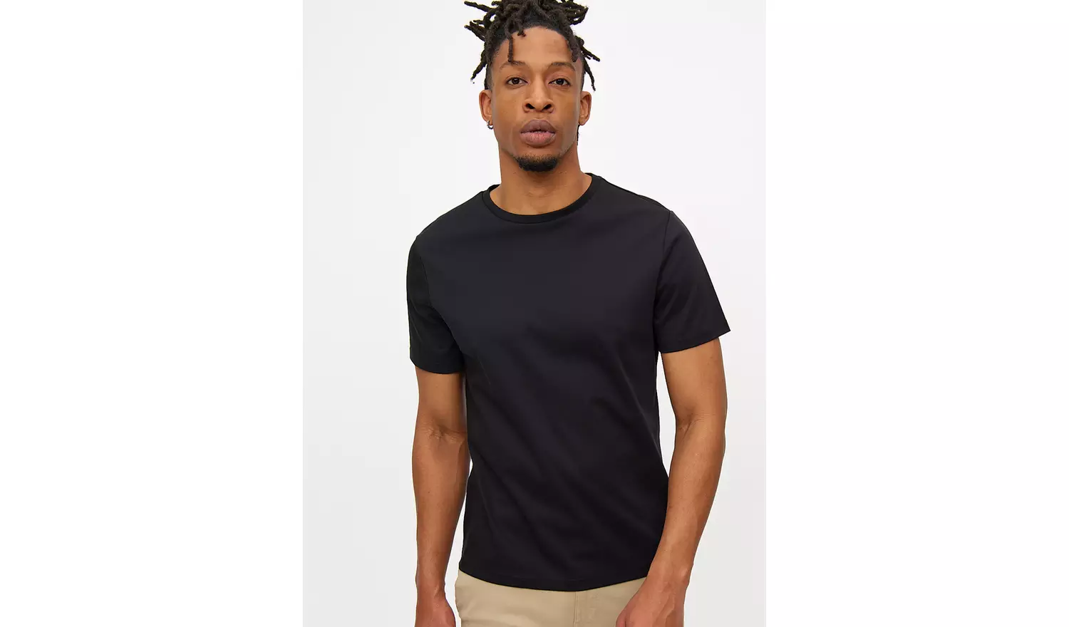 Mercerised Black Crew Neck T-Shirt XXXXL