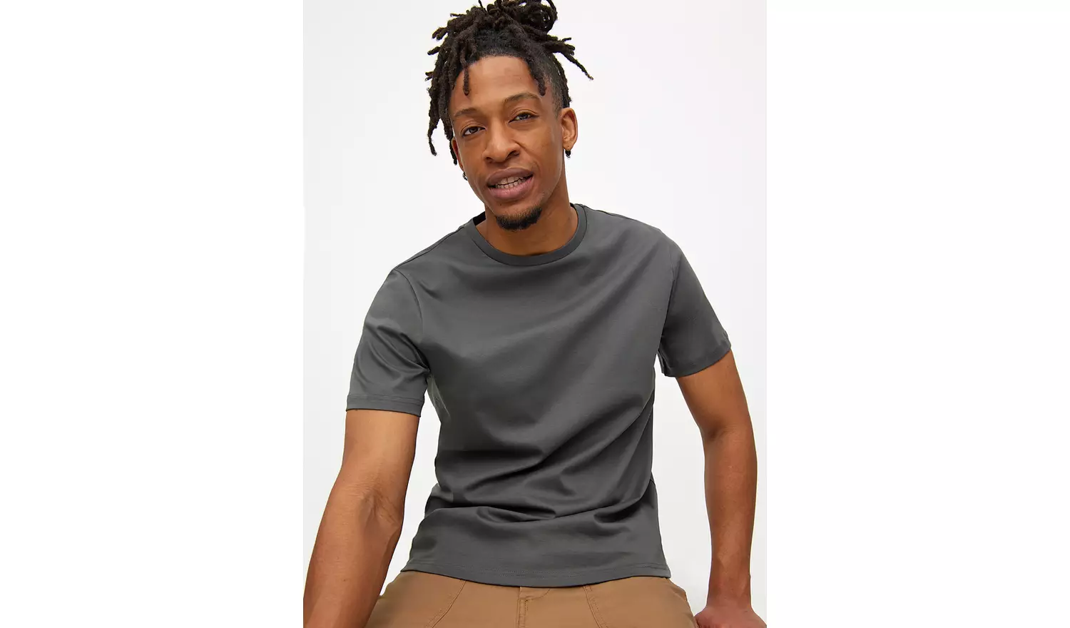 Mercerised Grey Crew Neck T-Shirt XXL
