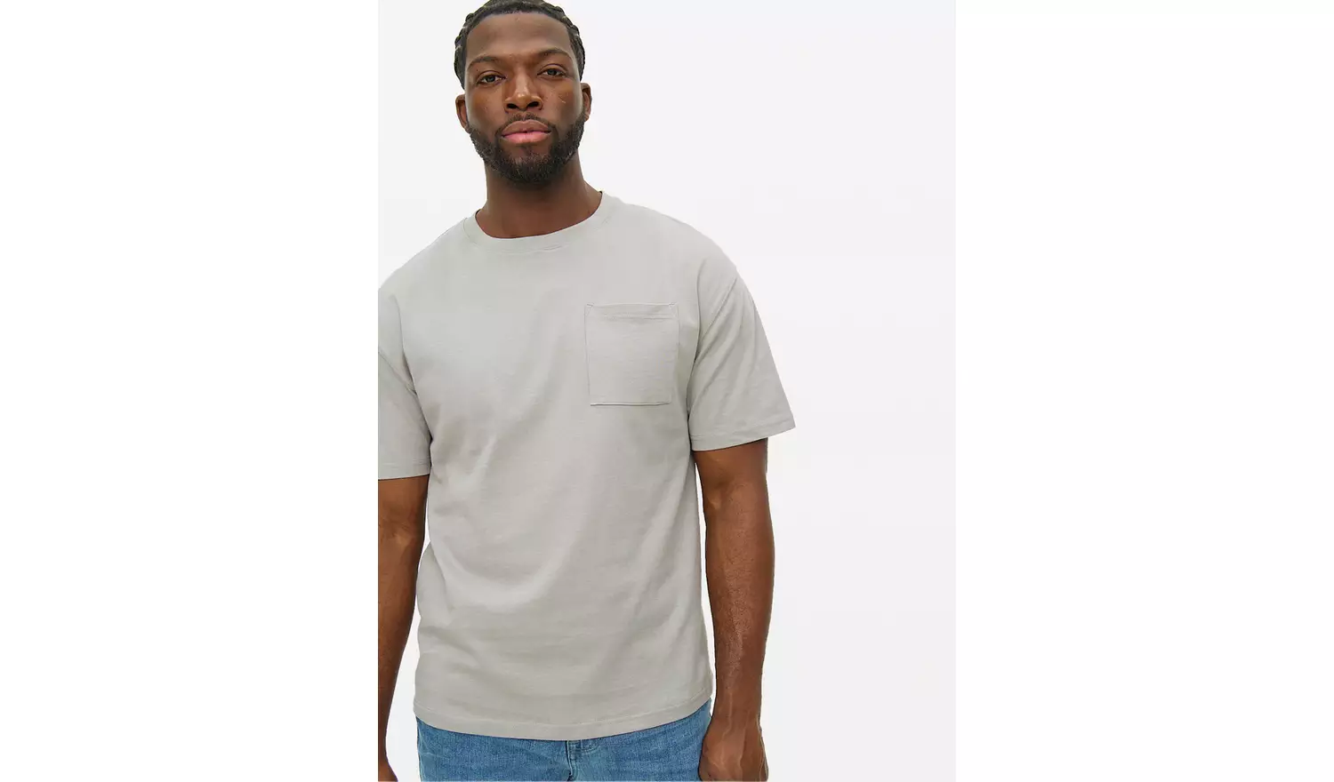 Grey Relaxed Fit Pocket T-Shirt S