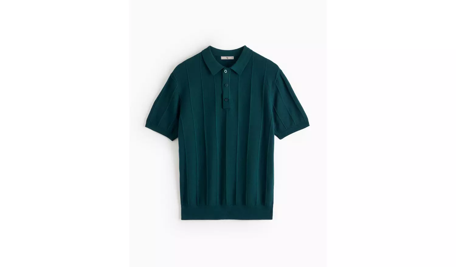 Teal Ribbed Stripe Polo Shirt S