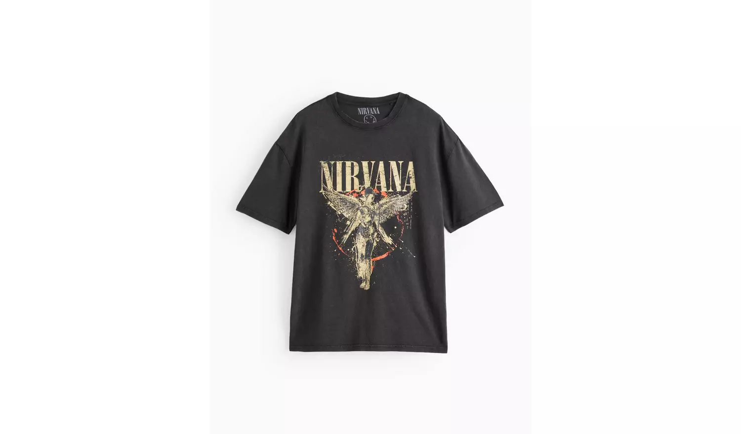 Nirvana Washed Charcoal Graphic Print T-Shirt S