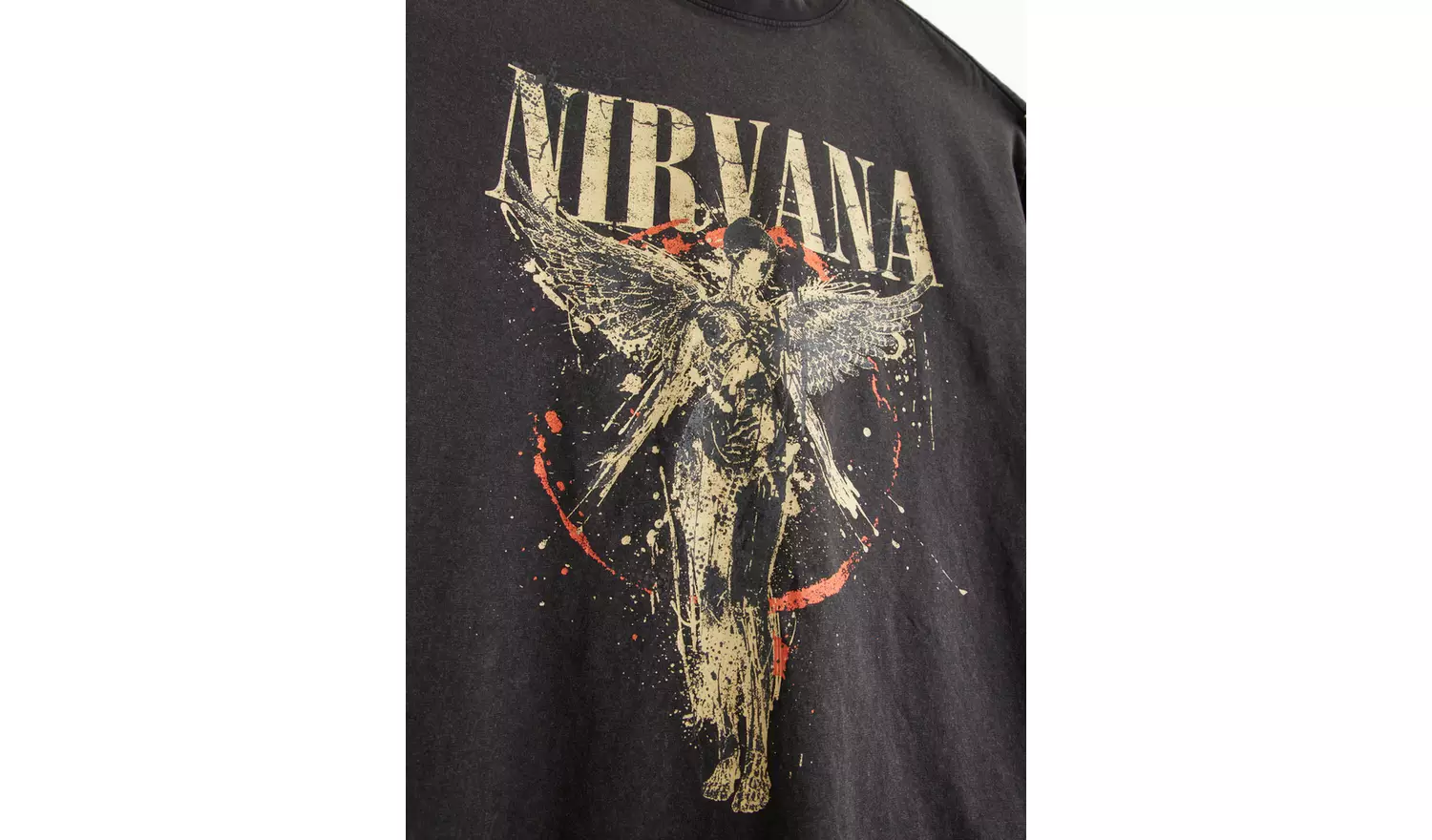 Nirvana Washed Charcoal Graphic Print T-Shirt S