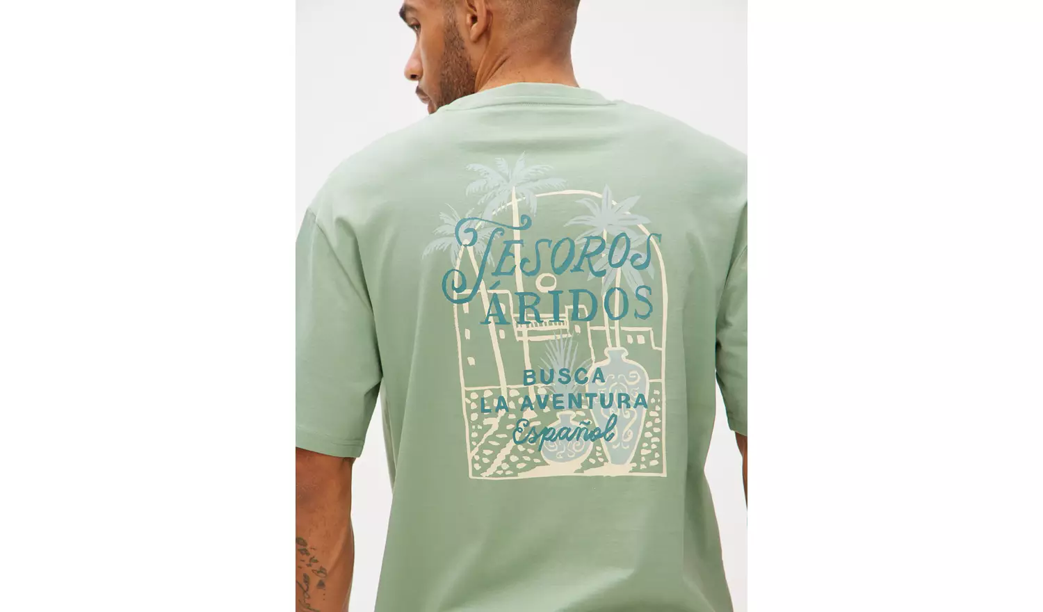 Green Espanol Relaxed Fit Graphic T-Shirt L