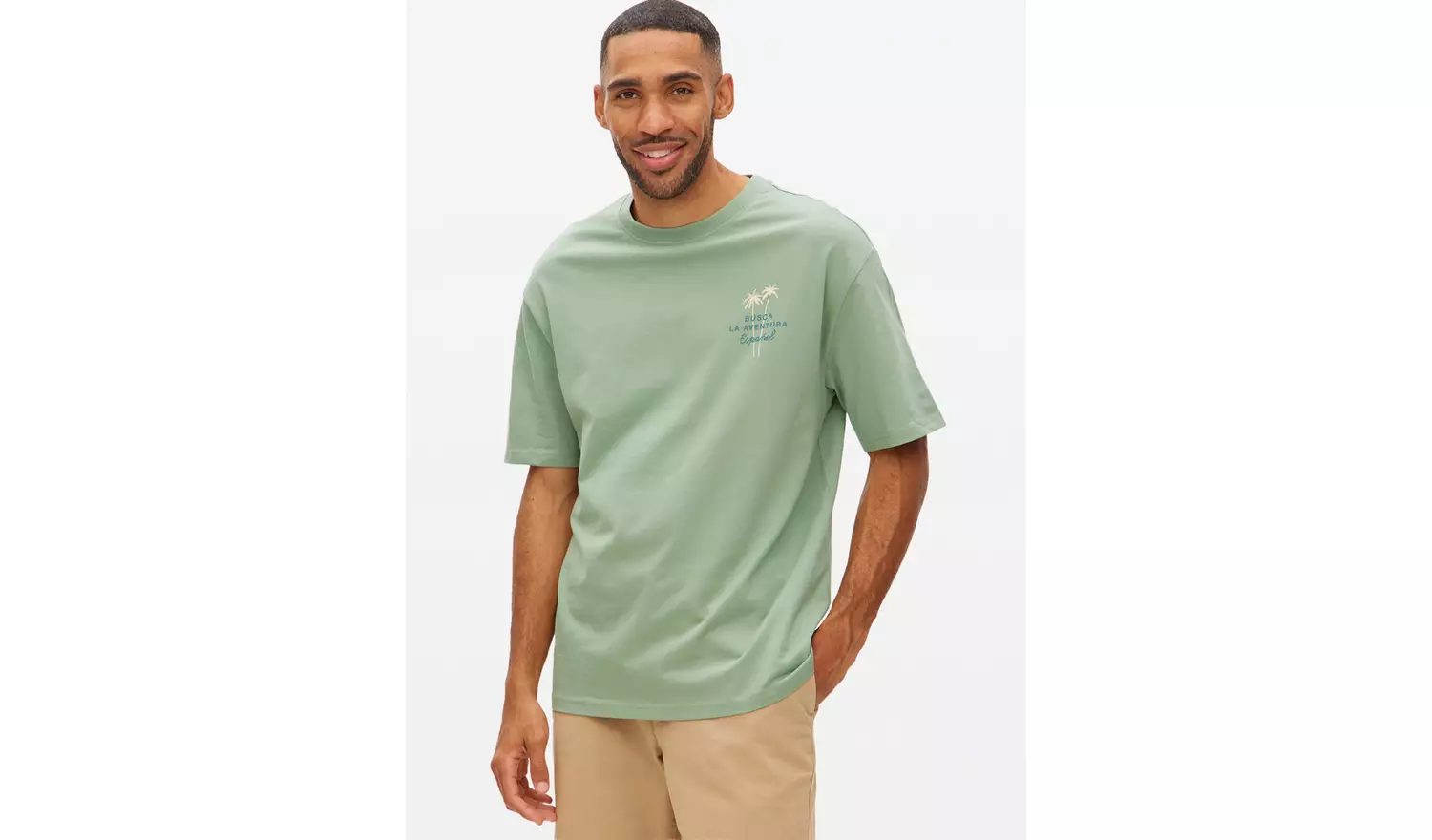 Green Espanol Relaxed Fit Graphic T-Shirt M