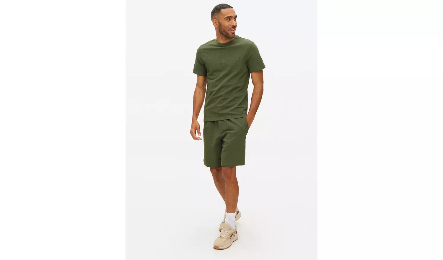 Khaki Seersucker Short Sleeve T-Shirt XXXXL