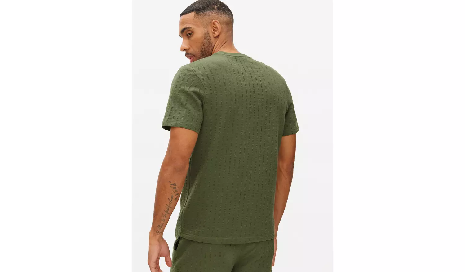 Khaki Seersucker Short Sleeve T-Shirt XXL