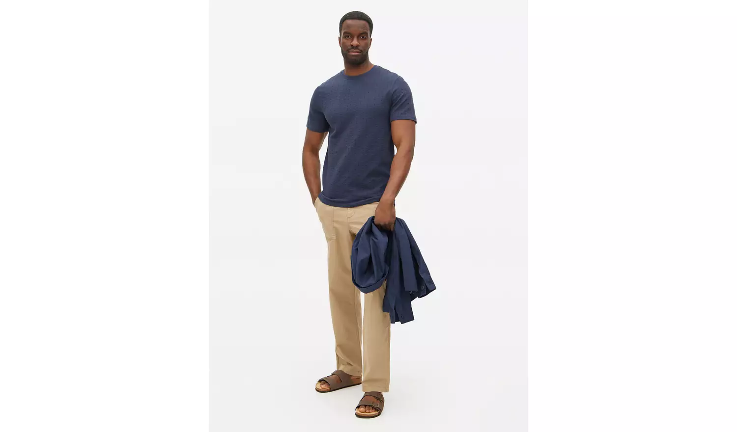 Navy Seersucker Short Sleeve T-Shirt S