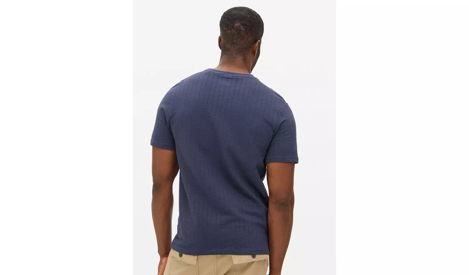 Navy Seersucker Short Sleeve T-Shirt XXL