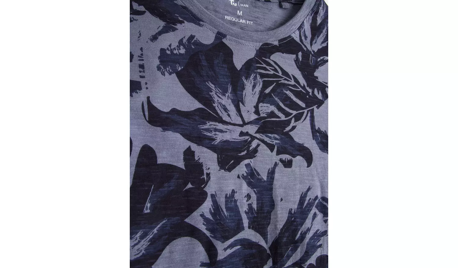 Navy Leaf Print T-ShirtXXXL
