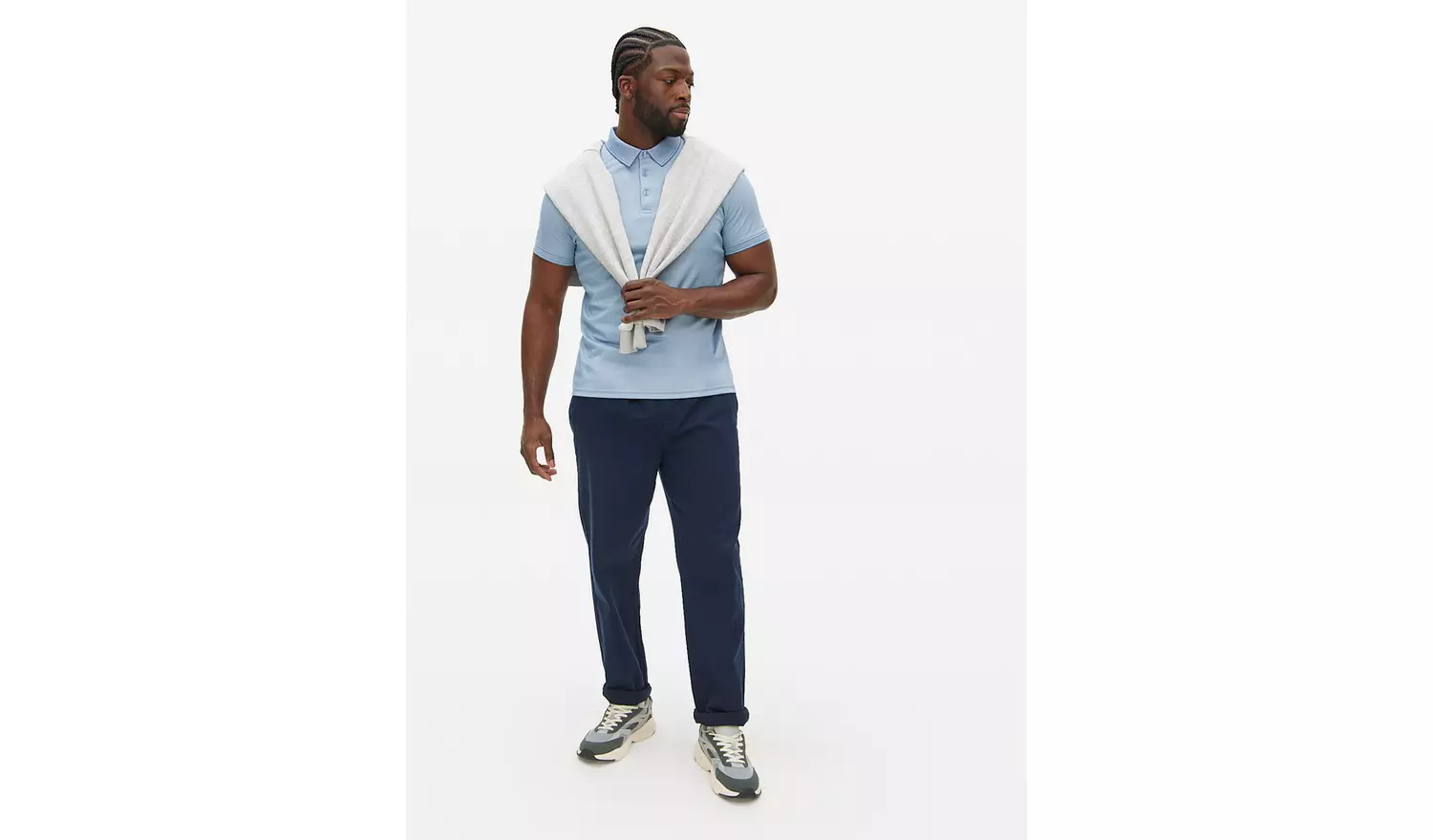 Blue Two Tone Polo Shirt M