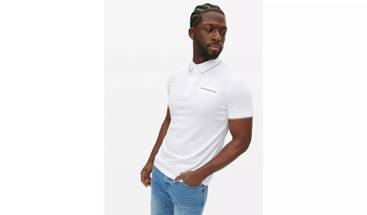 White Two Tone Polo Shirt XXXL