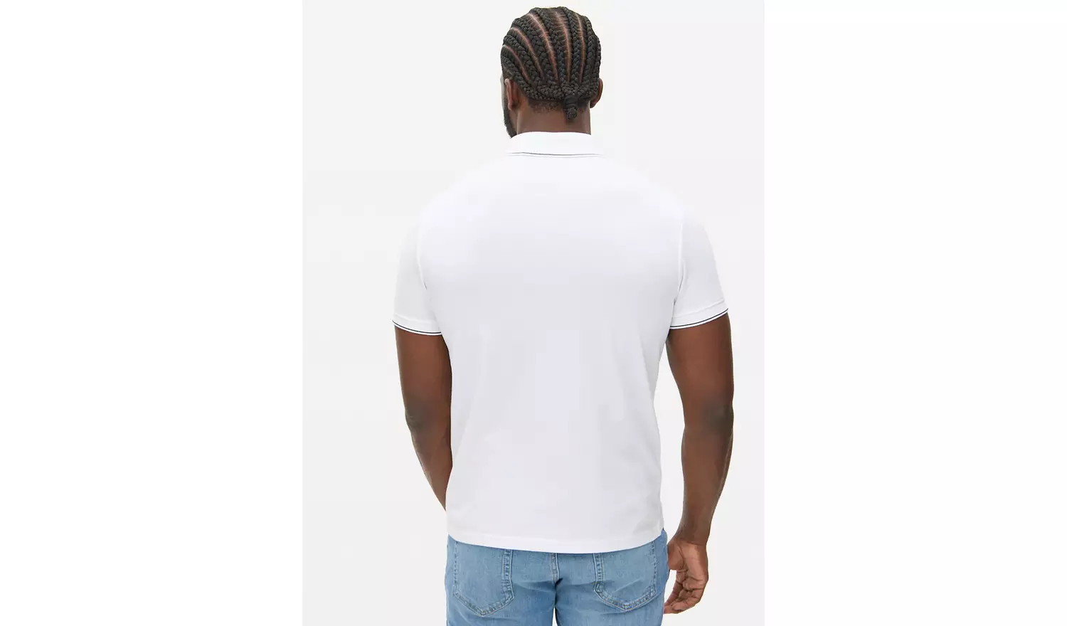 White Two Tone Polo Shirt XL