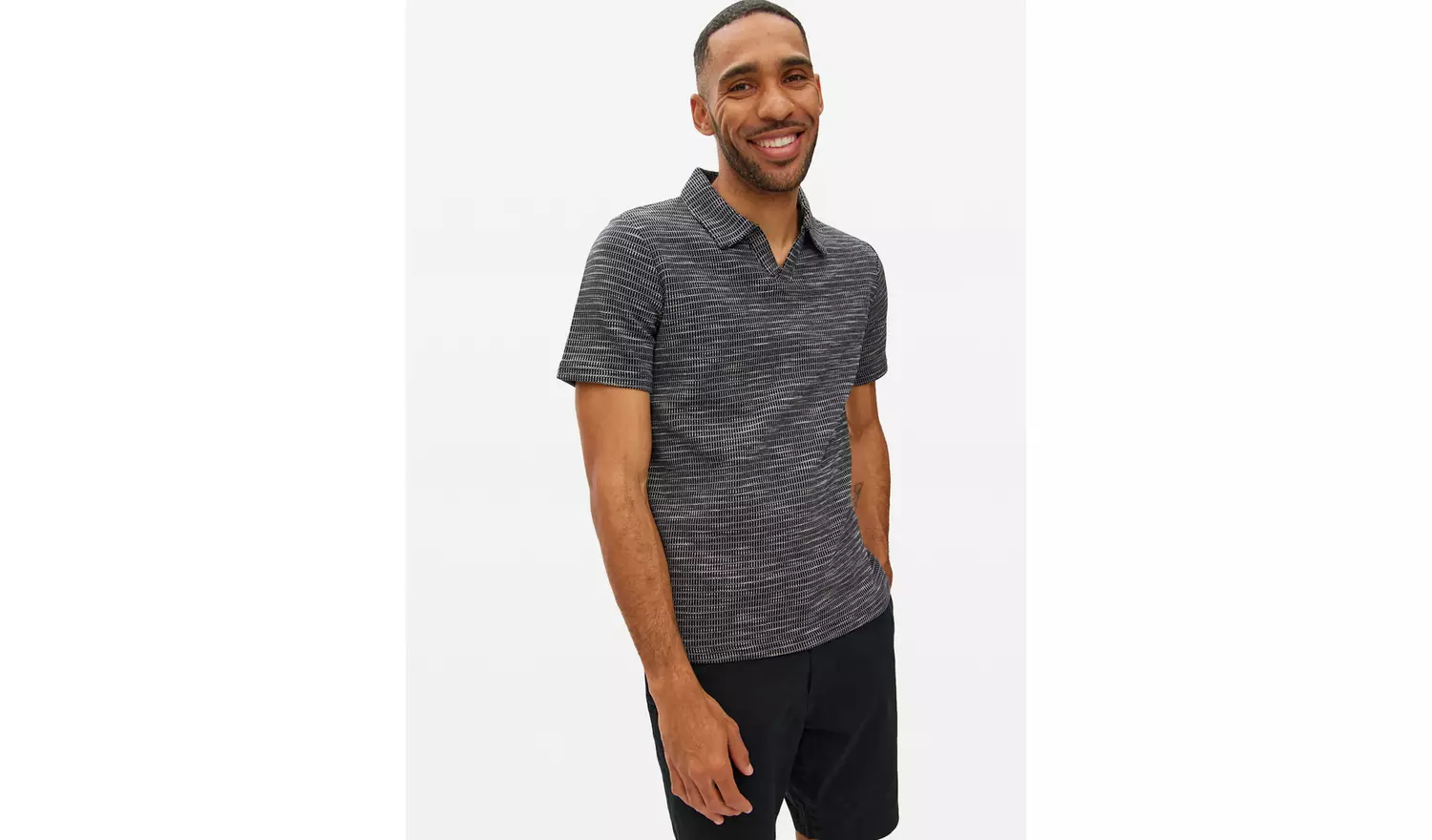 Black Revere Collar Polo Shirt XL