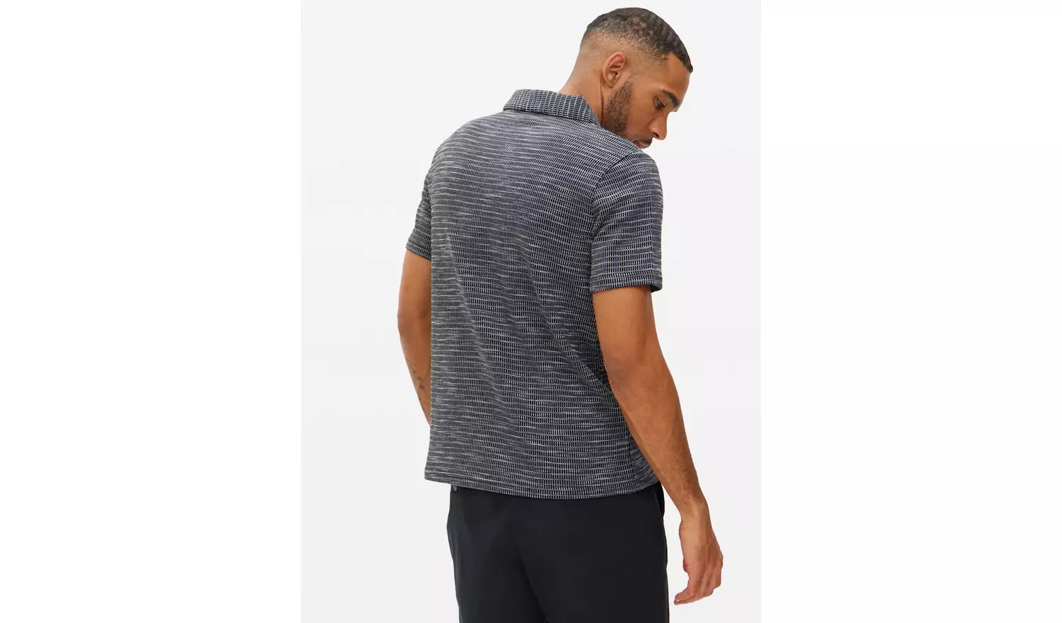 Black Revere Collar Polo Shirt L