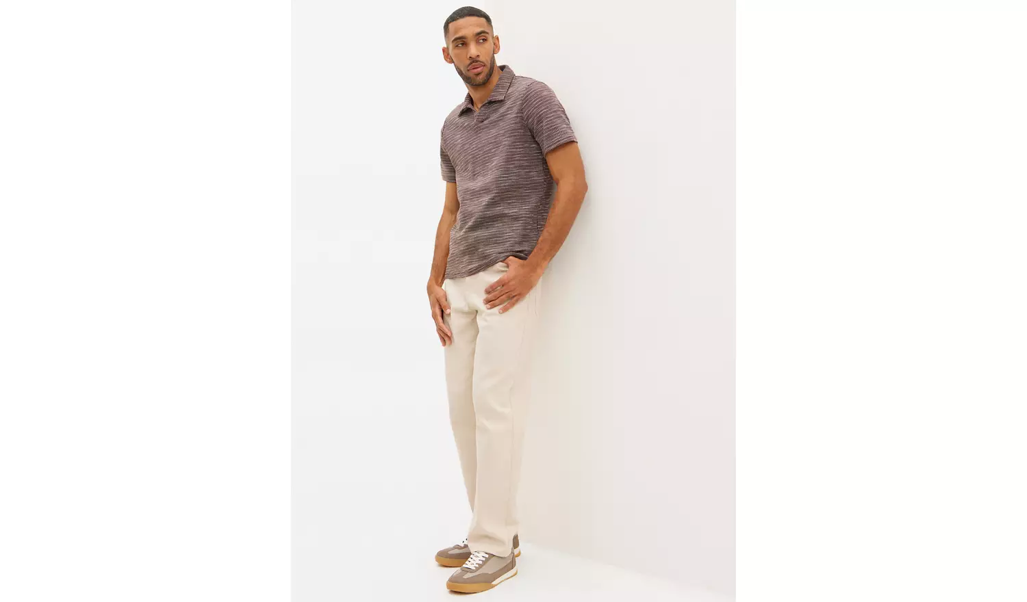 Brown Revere Collar Polo Shirt L