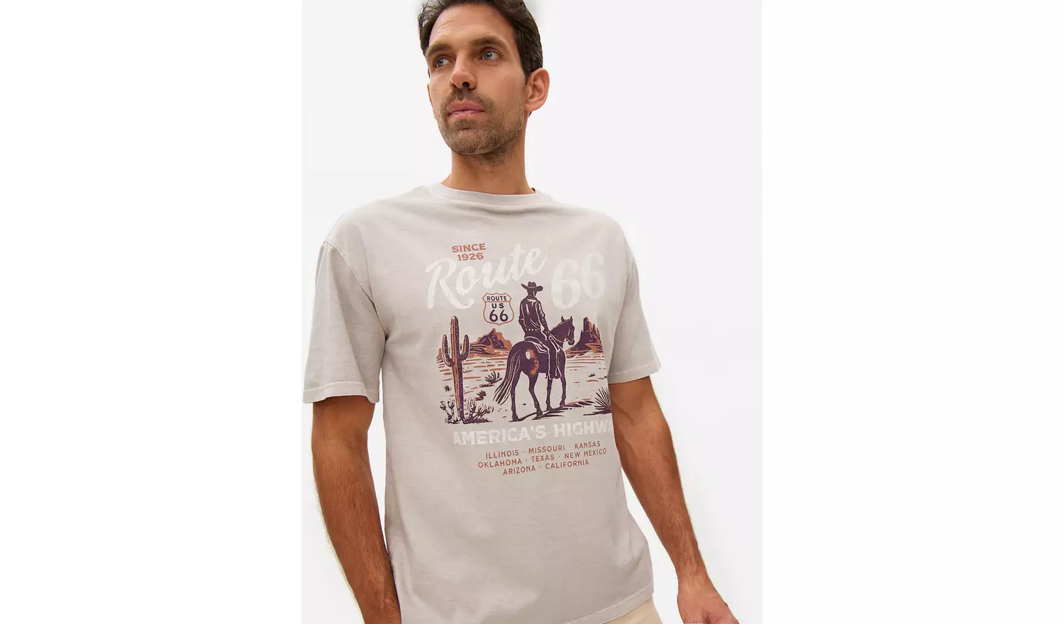Grey Route 66 Western Graphic T-Shirt XXL