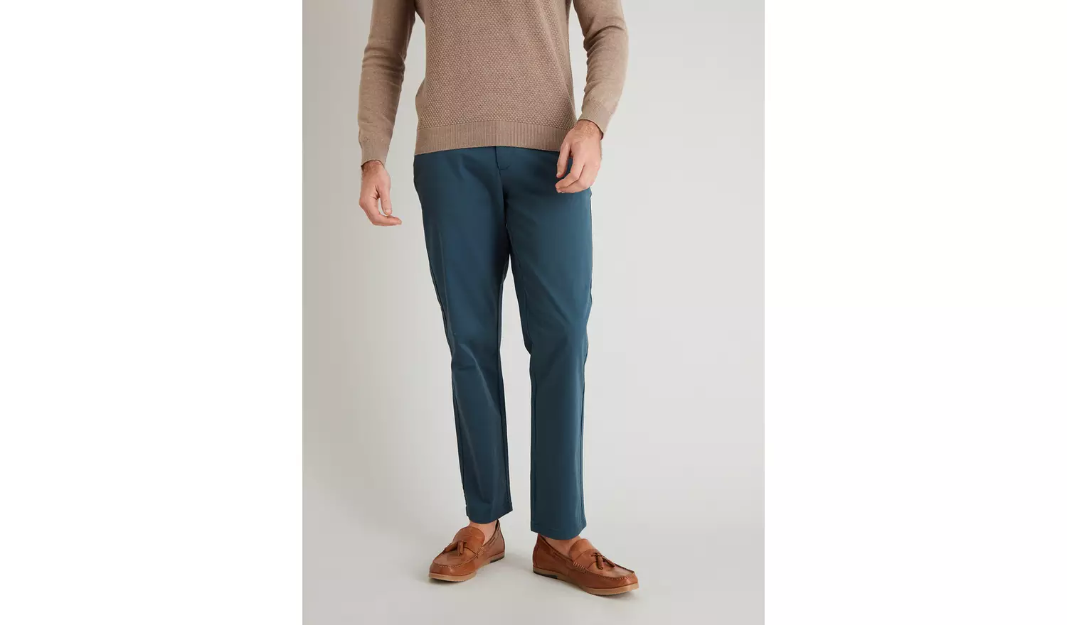 Teal Straight Fit Chinos With Stretch - W42 L30