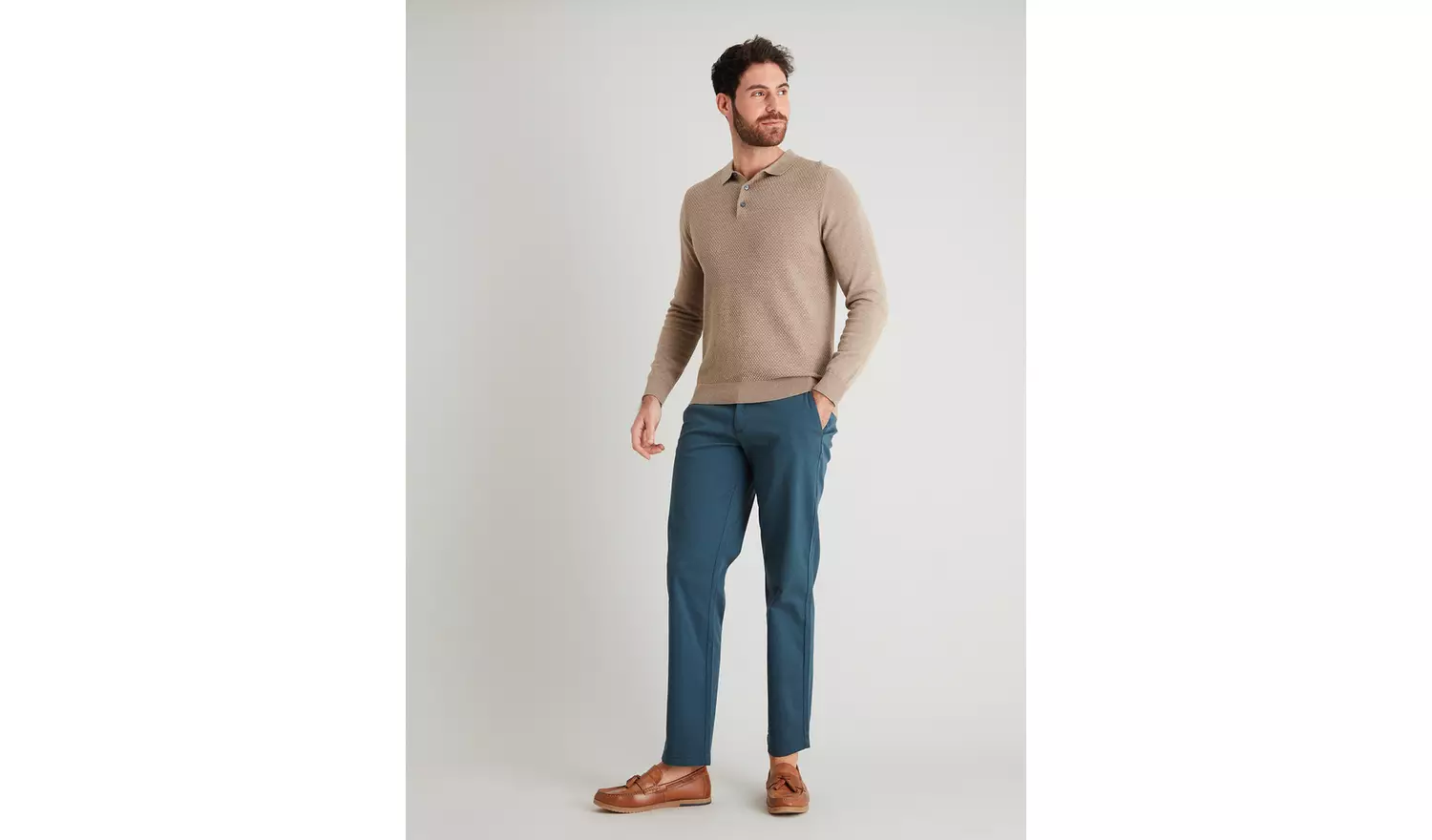 Teal Straight Fit Chinos With Stretch - W42 L34