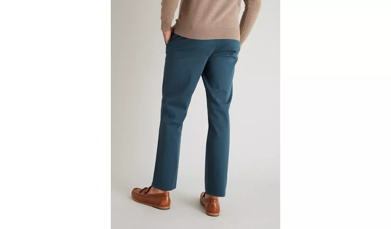 Teal Straight Fit Chinos With Stretch - W32 L34