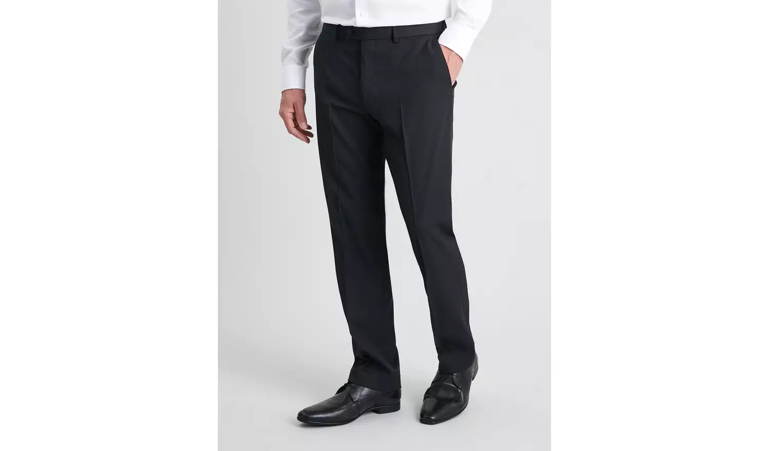 Grey Regular Fit Gaberdine Trousers With Stretch - W30 L29