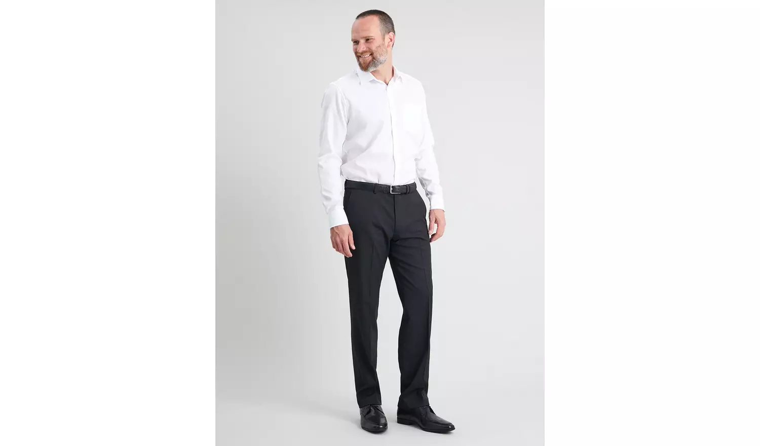 Grey Regular Fit Gaberdine Trousers With Stretch - W28 L33