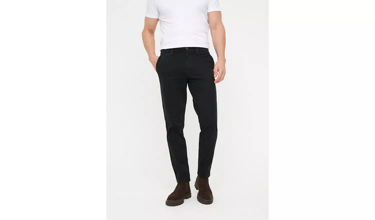 Black Skinny Fit Chino Trousers 32R