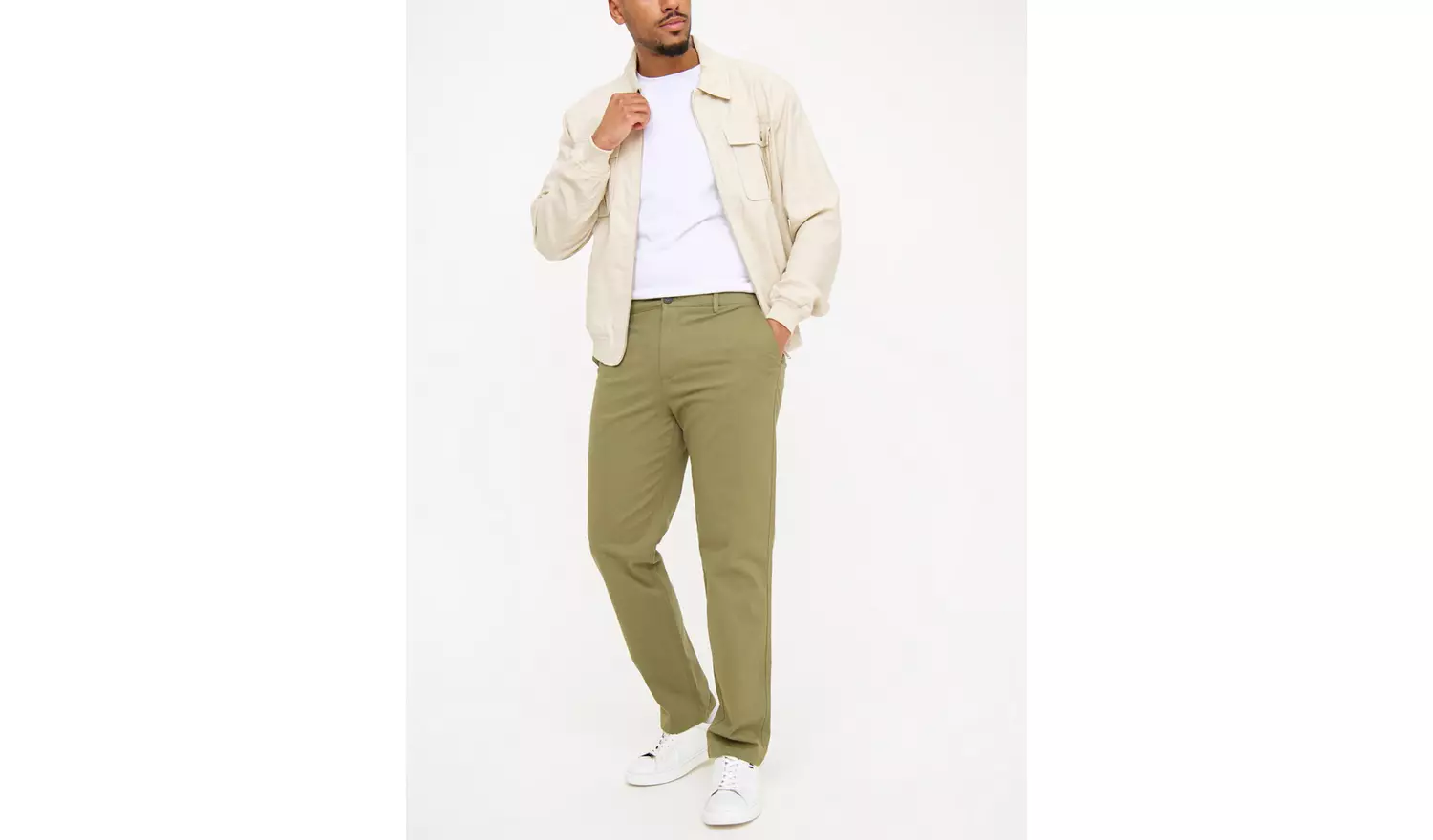 Green Straight Leg Chino Trousers 38L