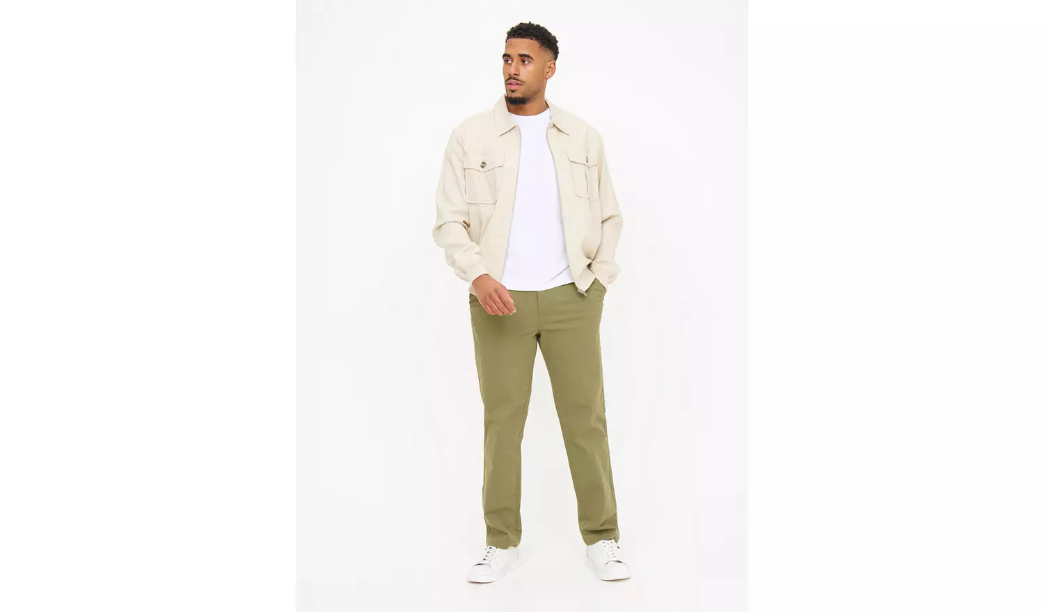 Green Straight Leg Chino Trousers 32S