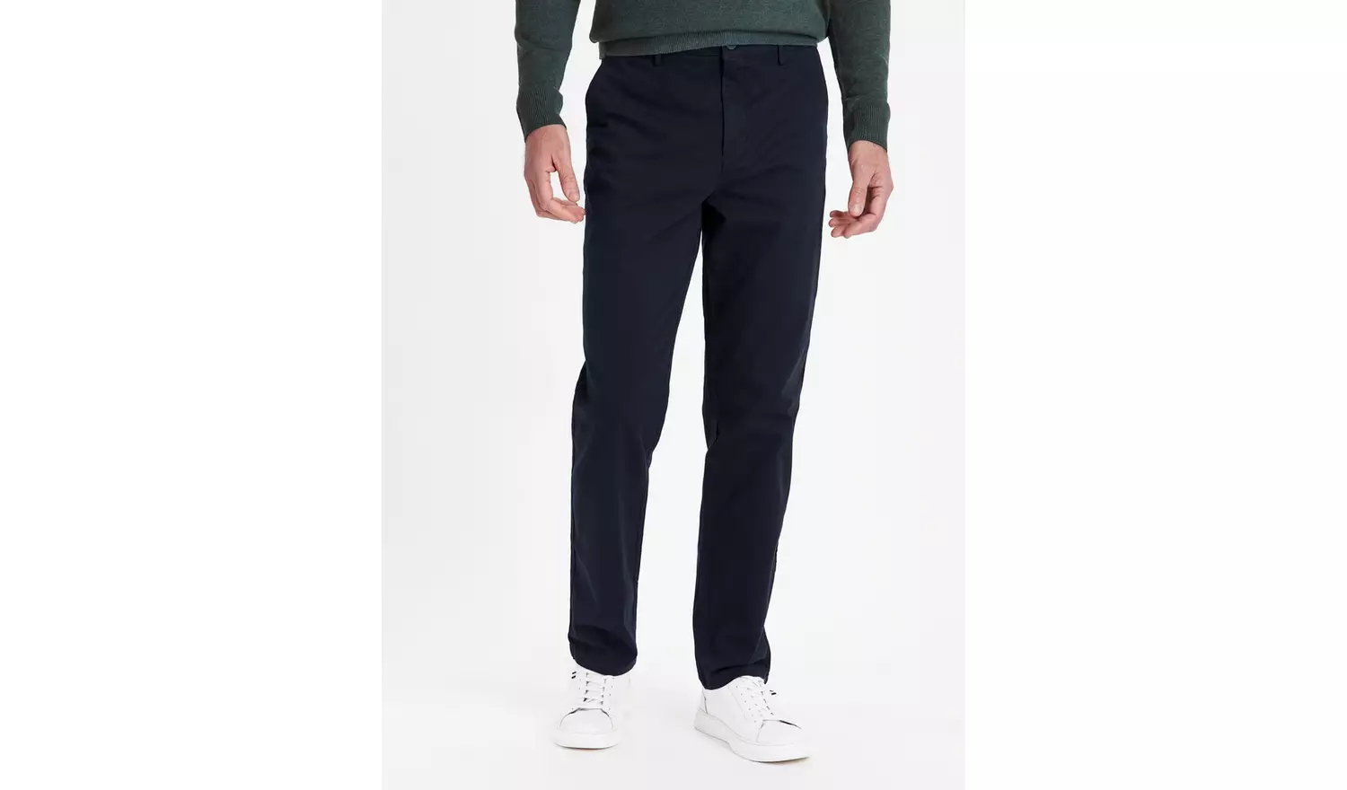 Navy Straight Leg Chino Trousers 34L