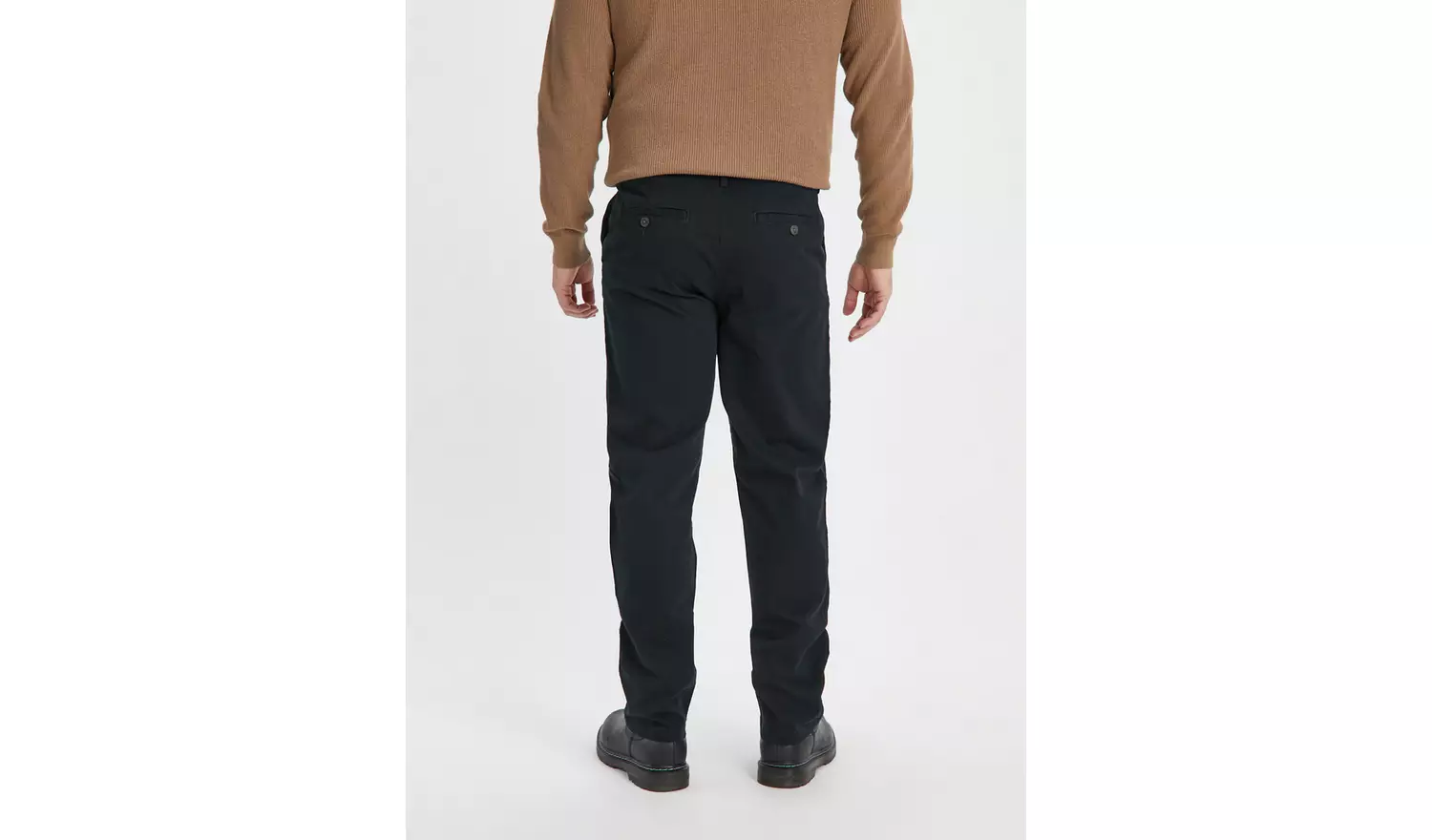 Black Straight Leg Chino Trousers 38L