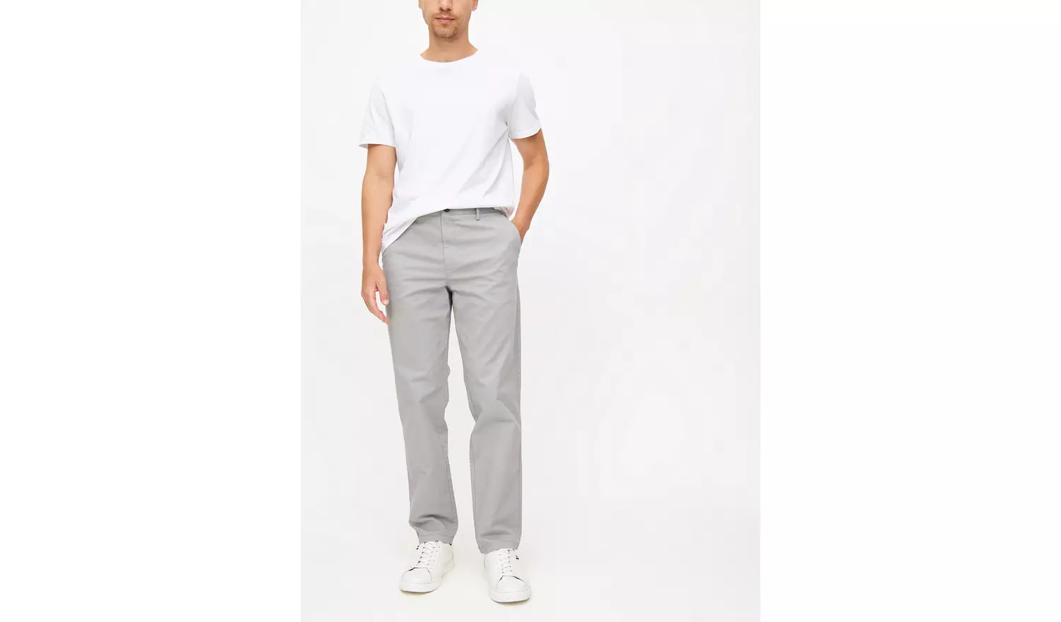 Light Grey Straight Leg Chino Trousers 36S