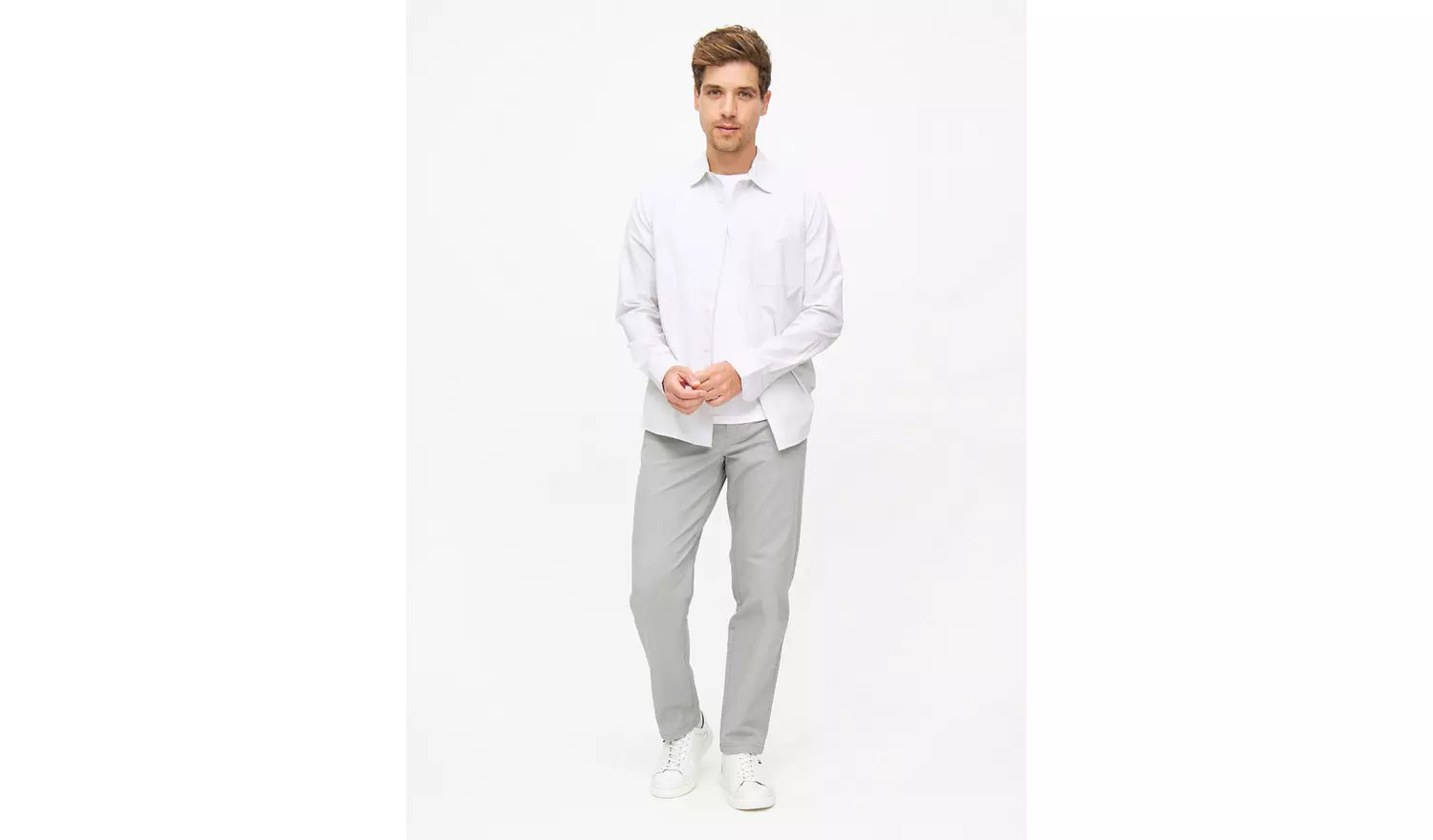 Light Grey Straight Leg Chino Trousers 38S