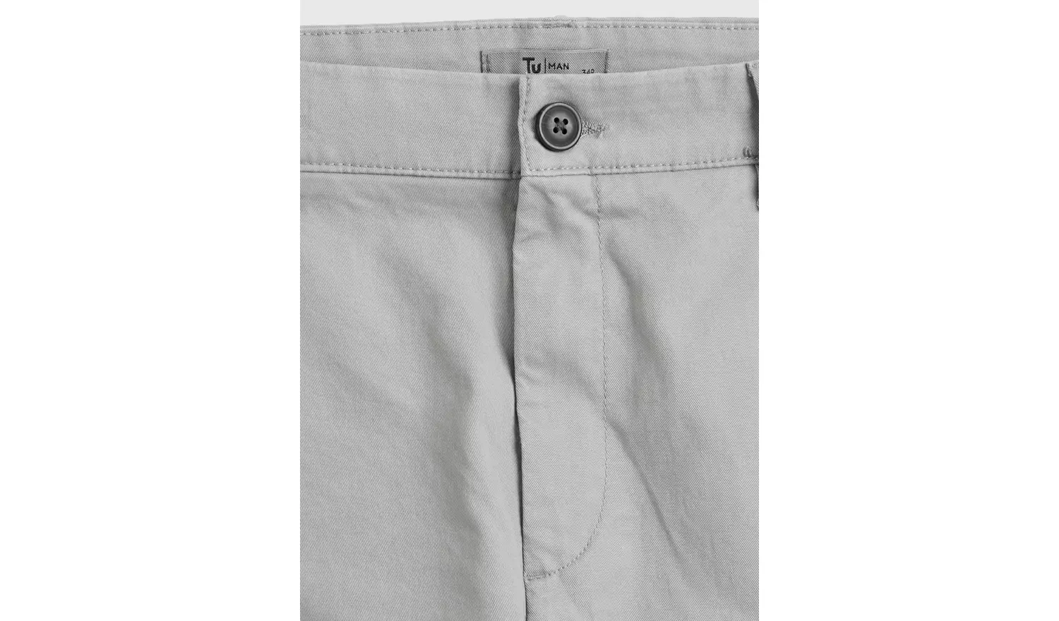 Light Grey Straight Leg Chino Trousers 36L