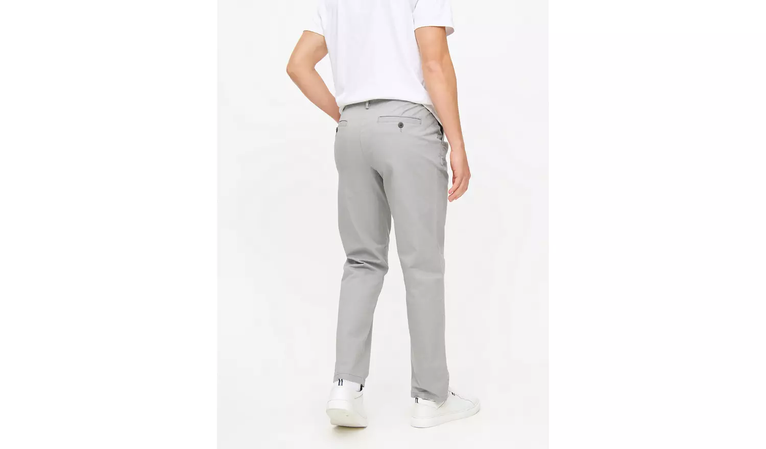 Light Grey Straight Leg Chino Trousers 34R
