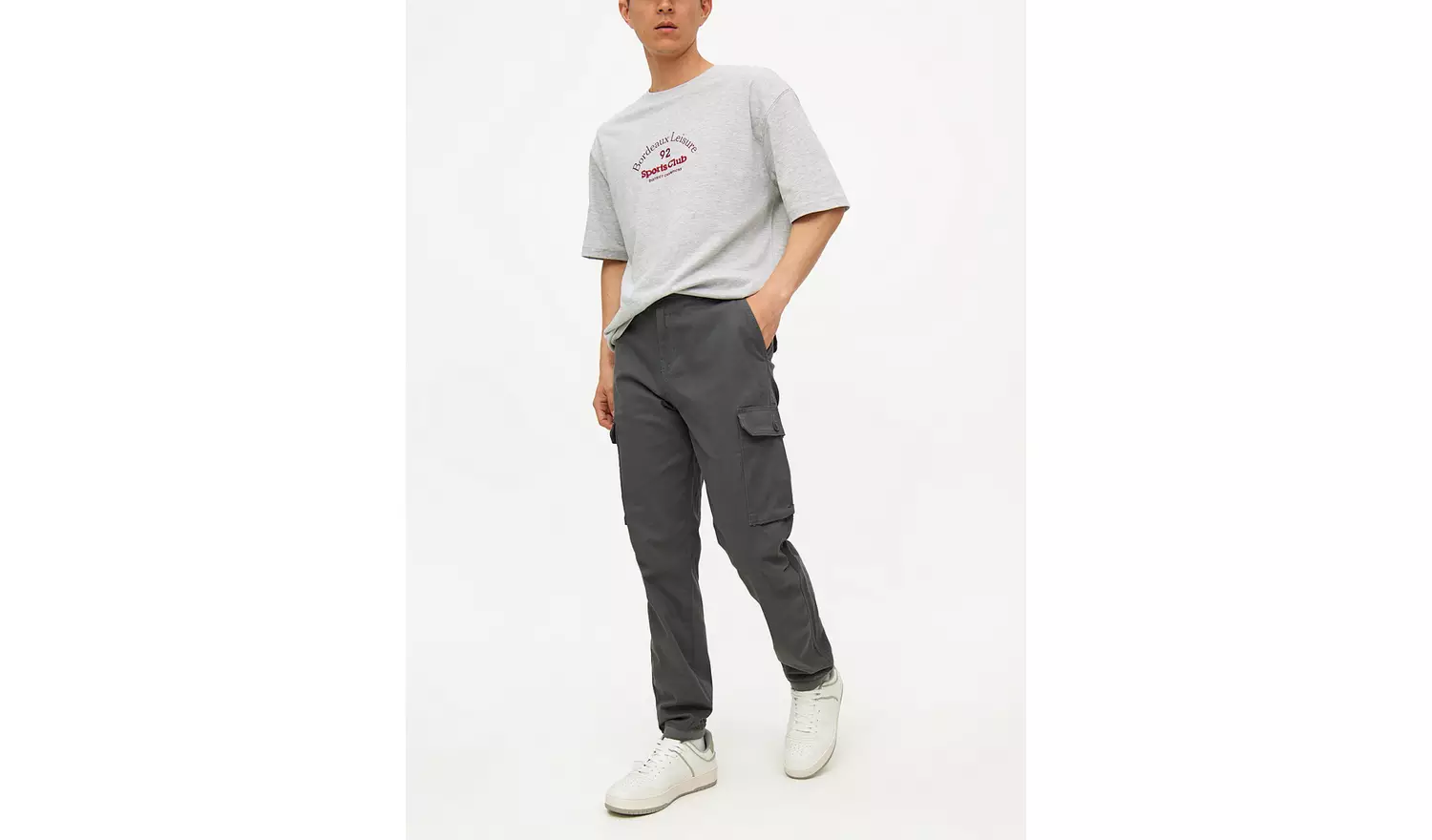 Charcoal Cuffed Cargo Trousers 36L