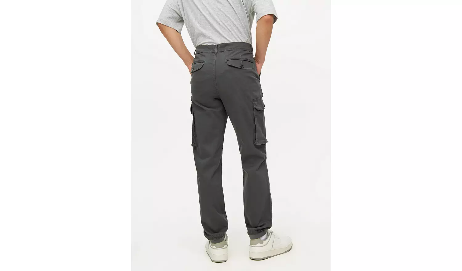Charcoal Cuffed Cargo Trousers 36R