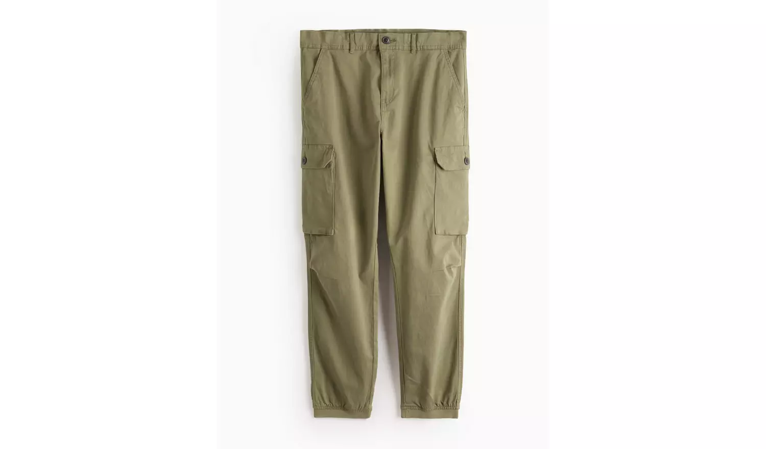 Khaki Cuffed Cargo Trousers 36L