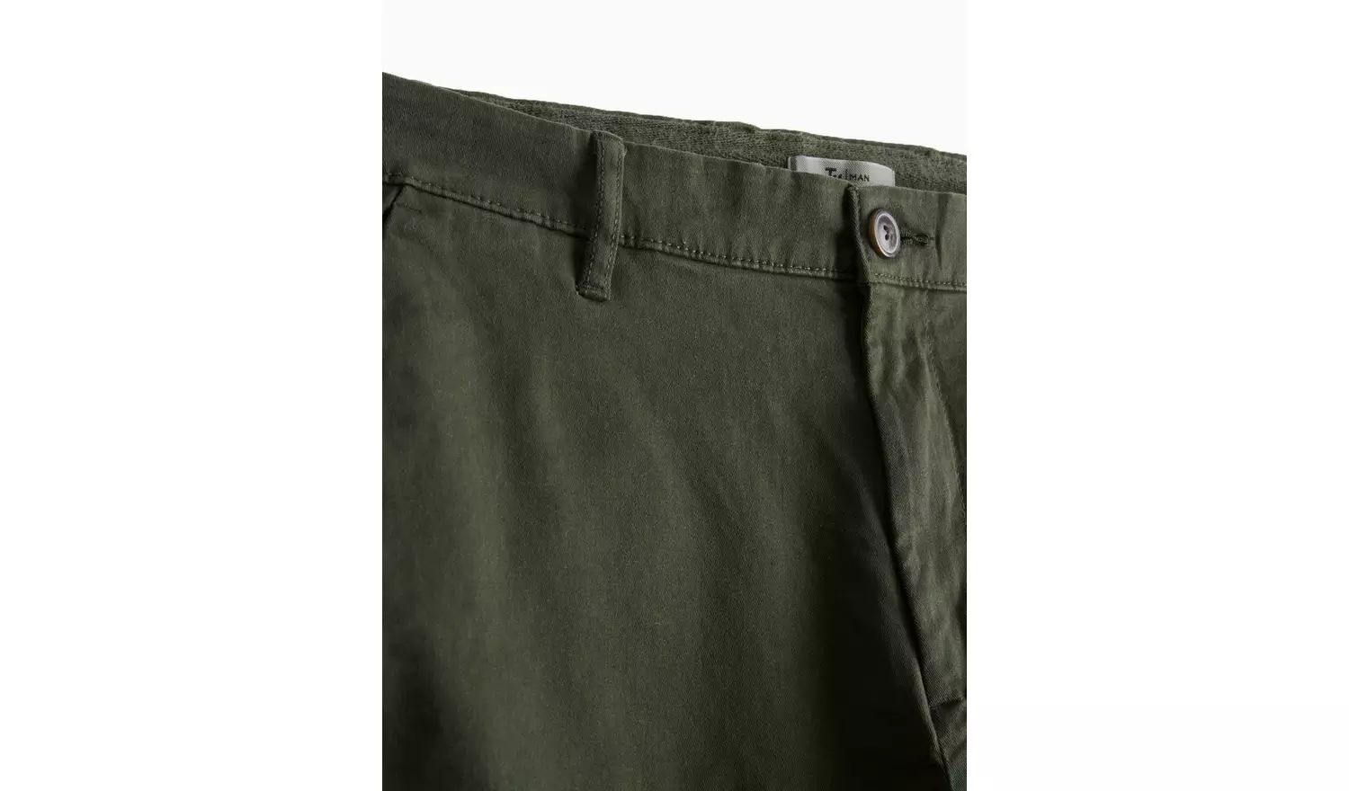 Khaki Straight Leg Chino Trousers 34L