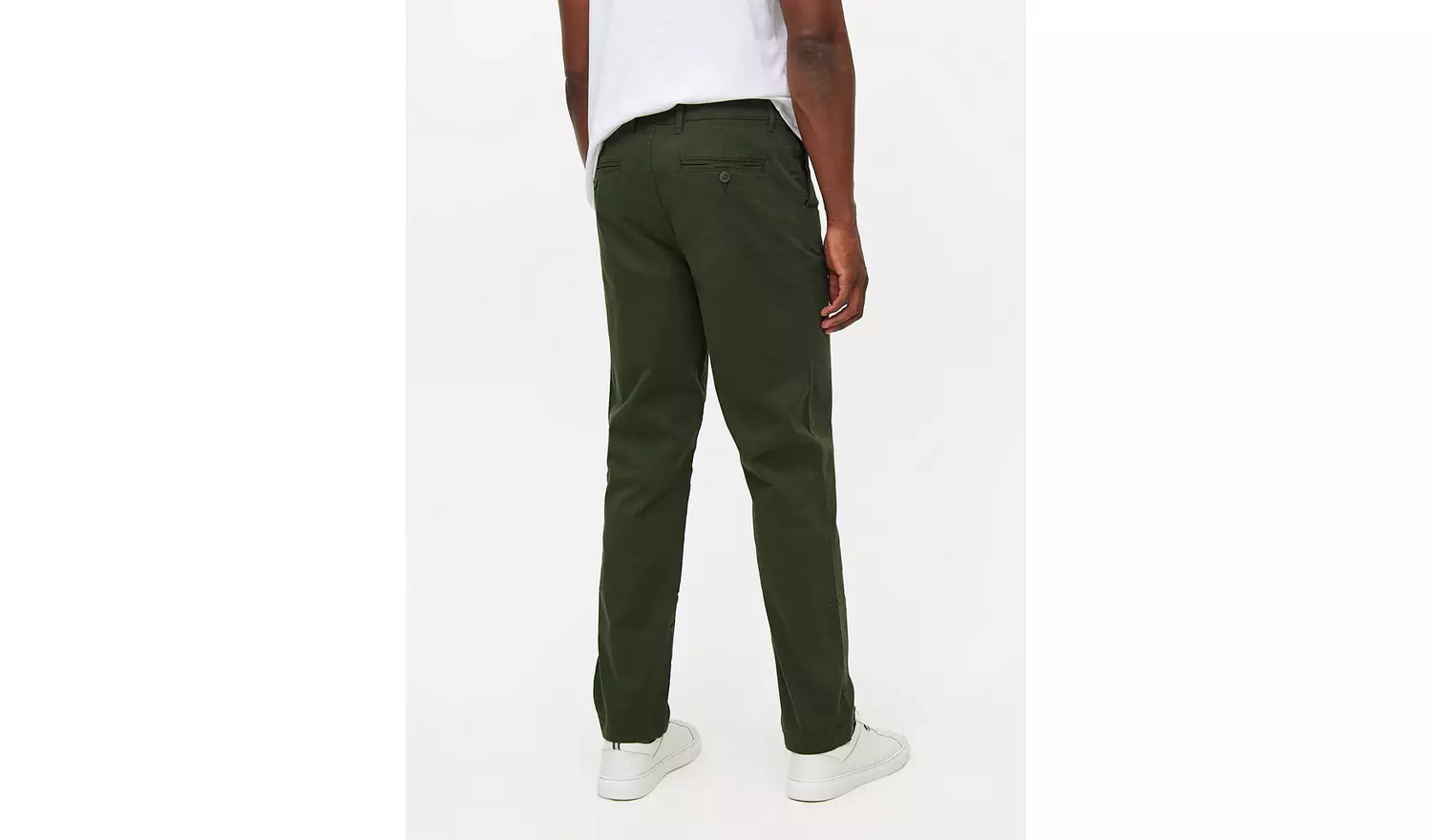 Khaki Straight Leg Chino Trousers 36L