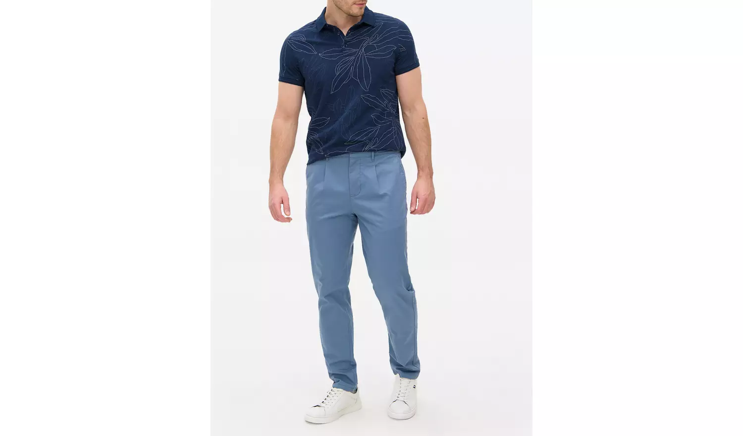 Blue Pleated Front Premium Chinos 34S