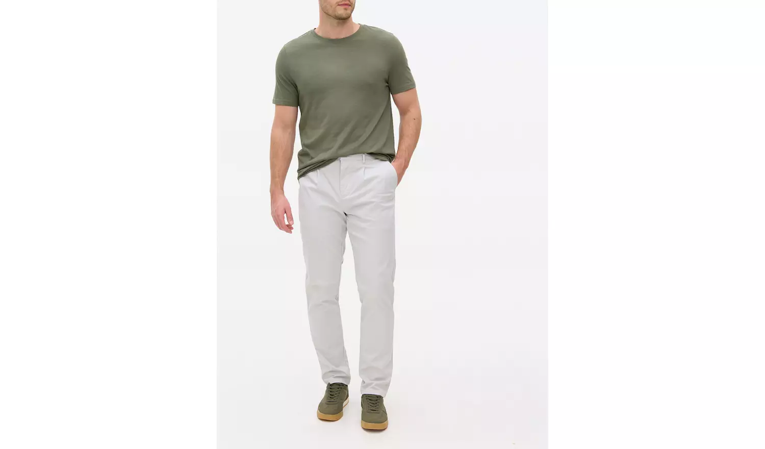 Light Grey Pleated Front Premium Chinos 42R