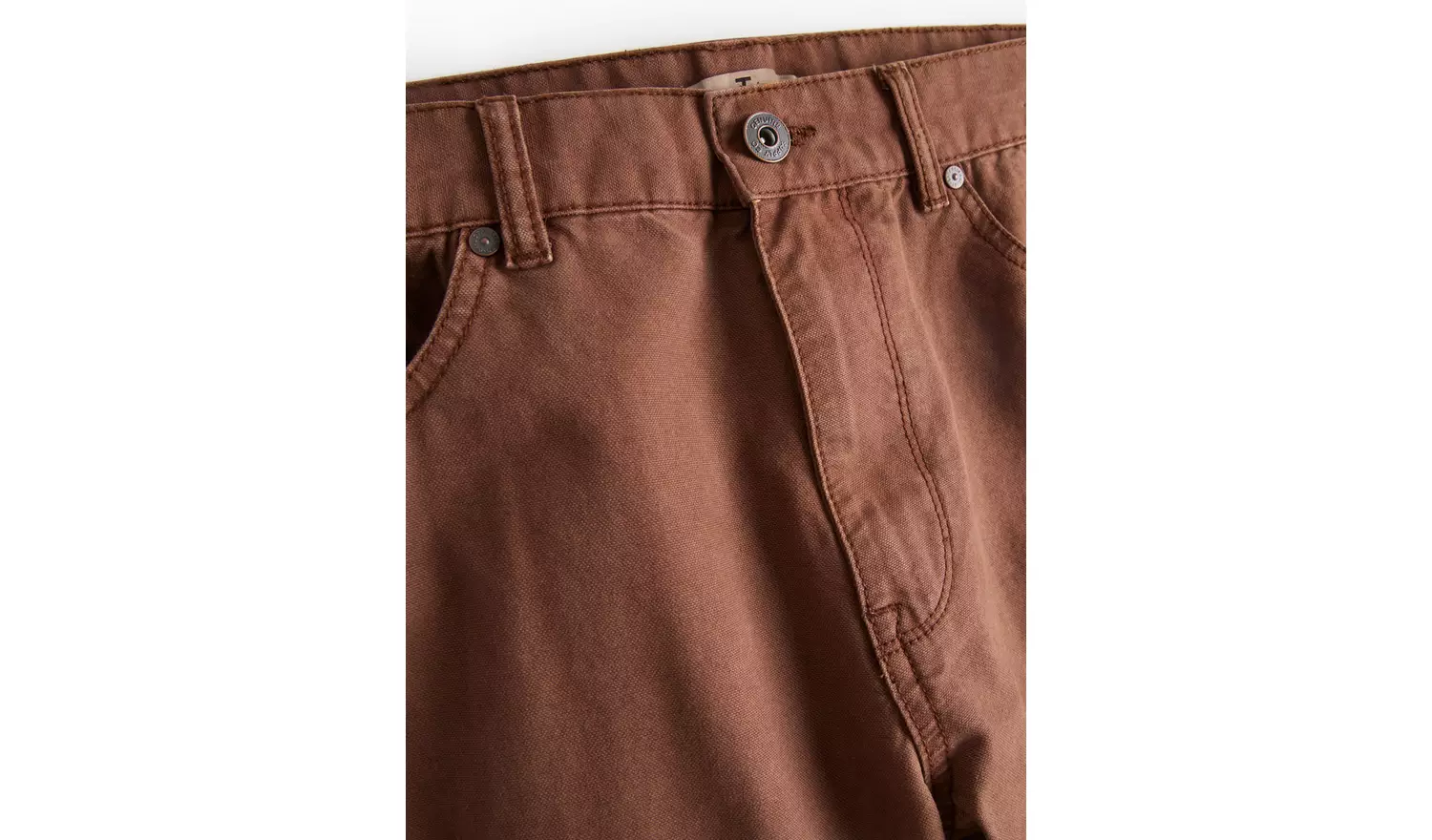 Brown Washed Straight Leg Trousers 42R