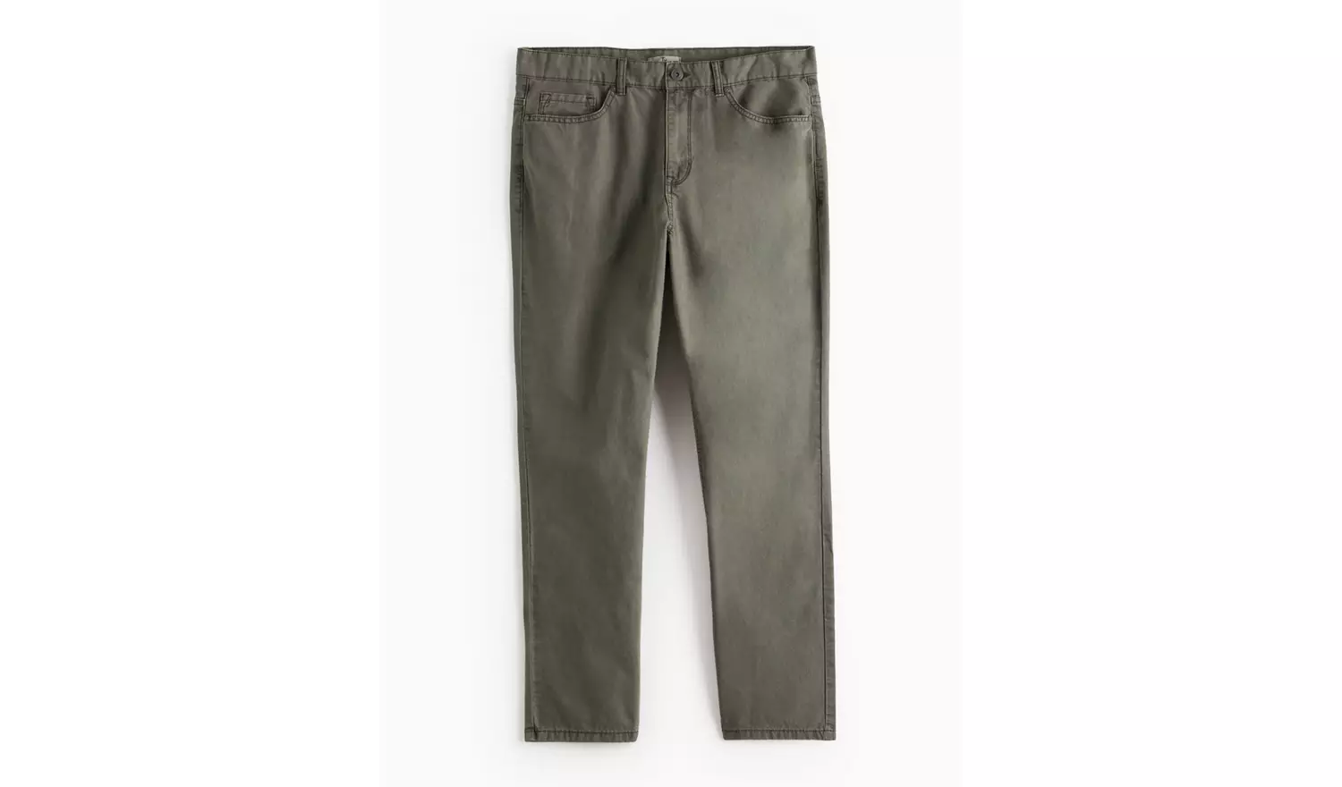 Khaki Washed Straight Leg Trousers 40R