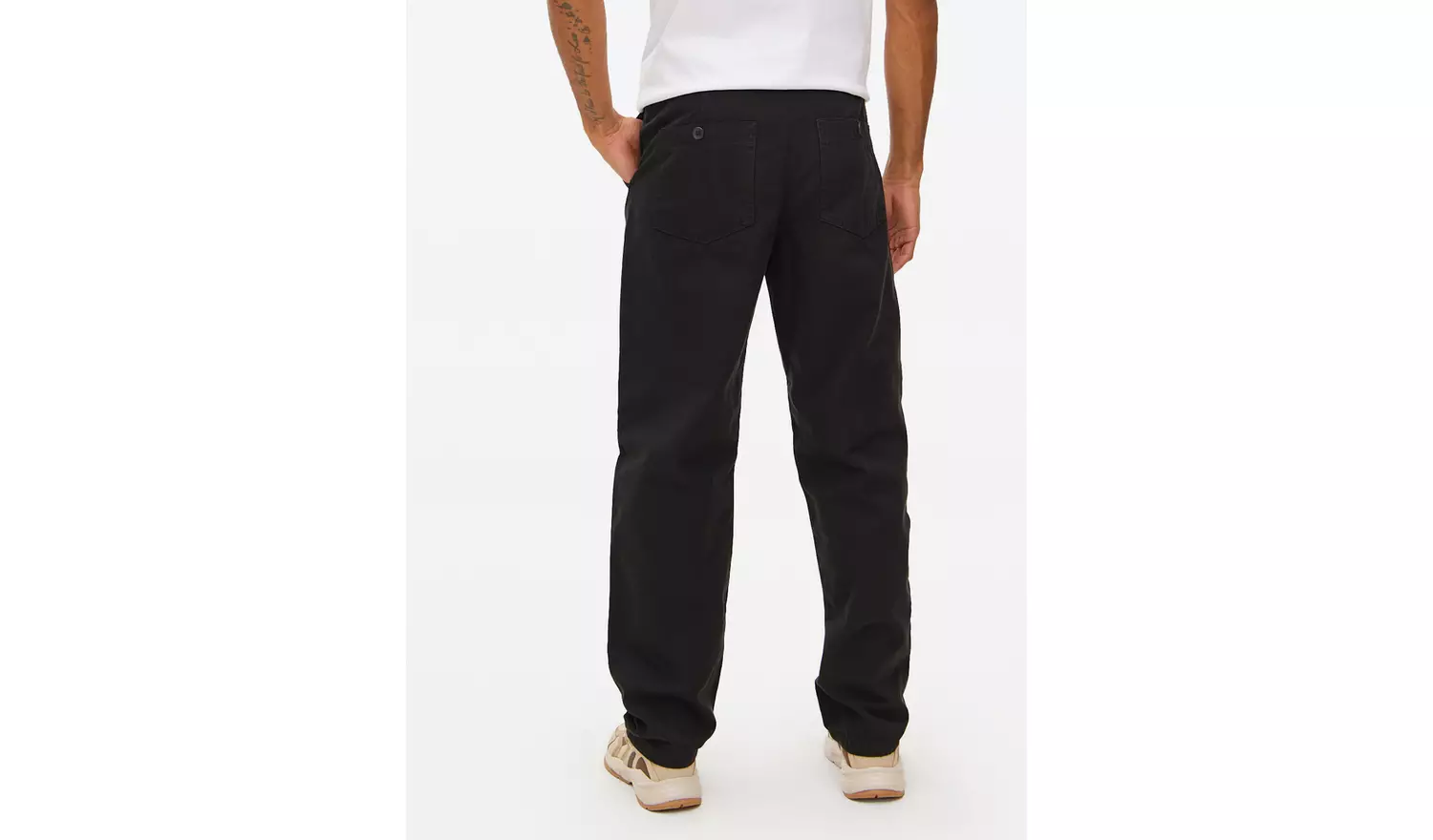 Black Straight Leg Canvas Trousers32S