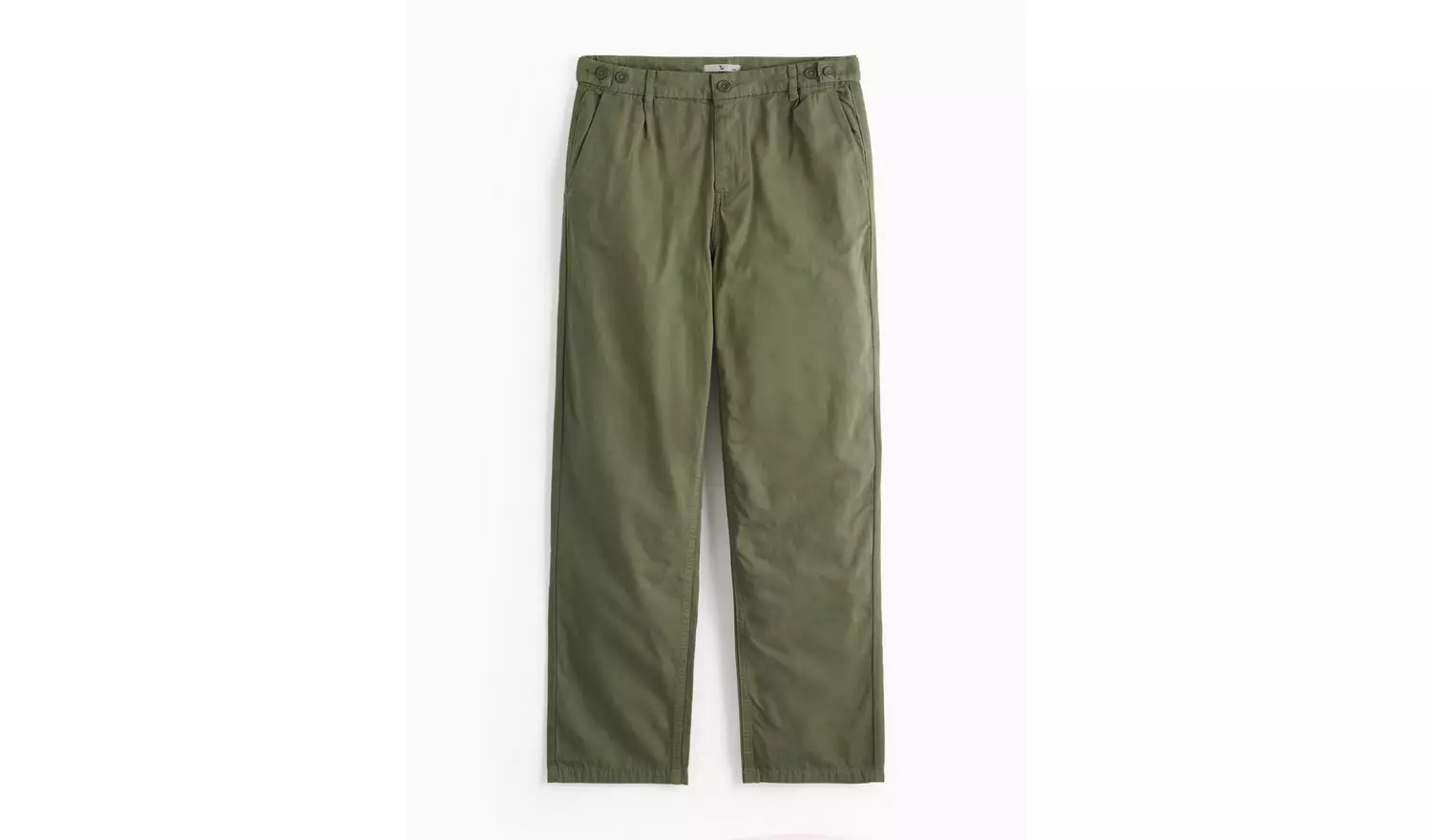 Khaki Straight Leg Canvas Trousers30R