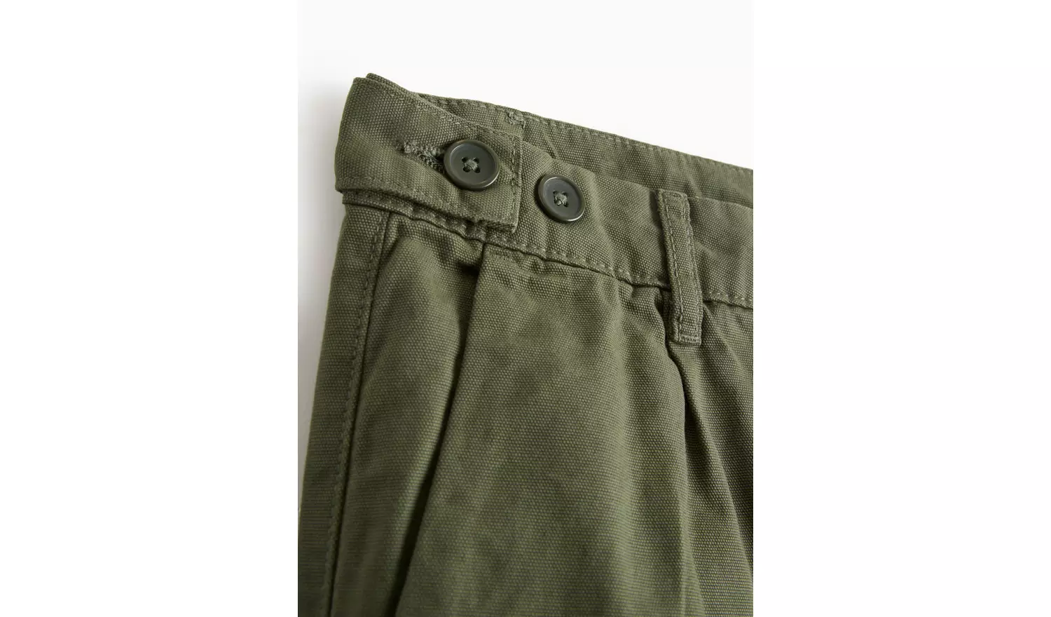 Khaki Straight Leg Canvas Trousers36S