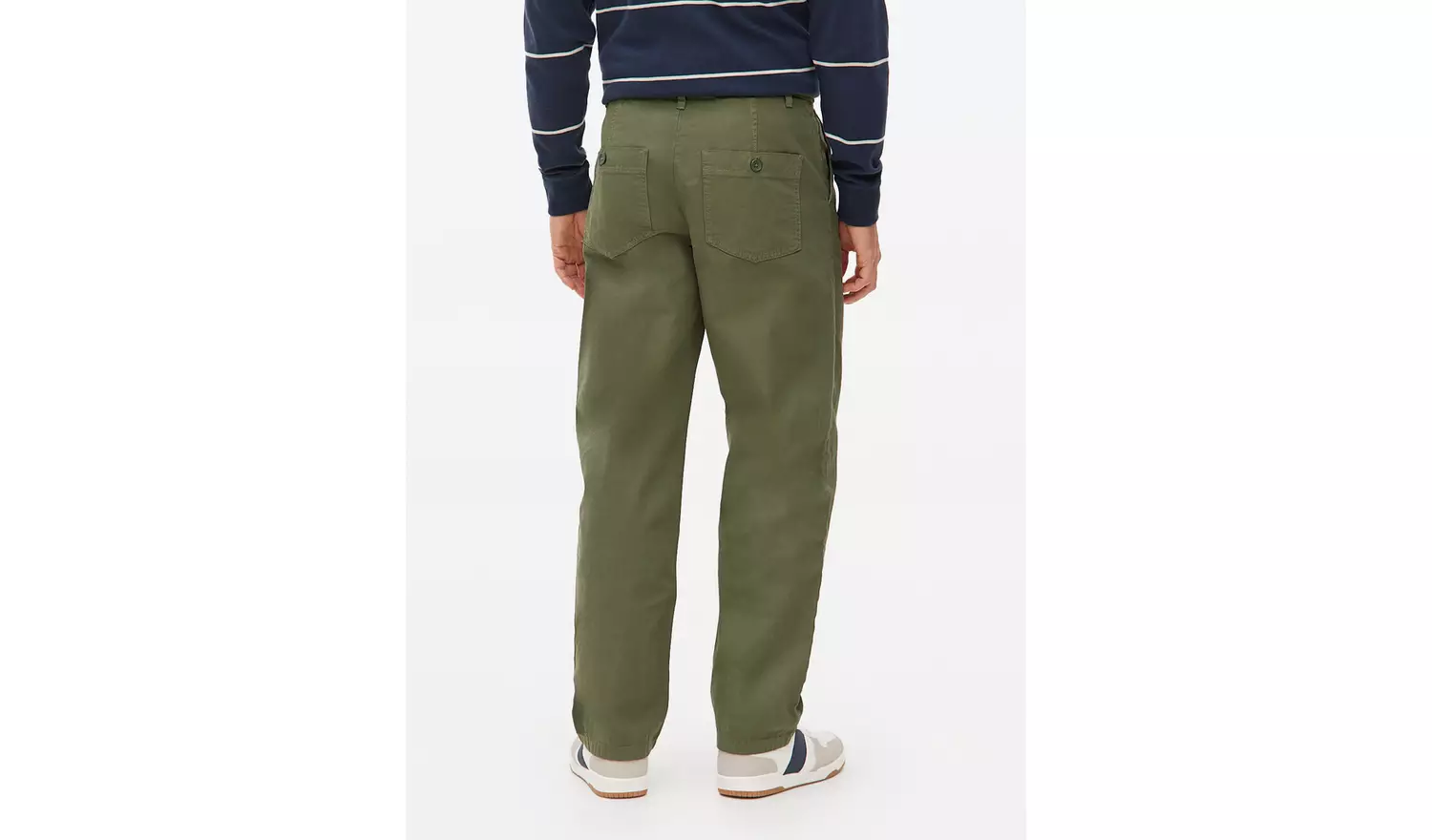 Khaki Straight Leg Canvas Trousers32R