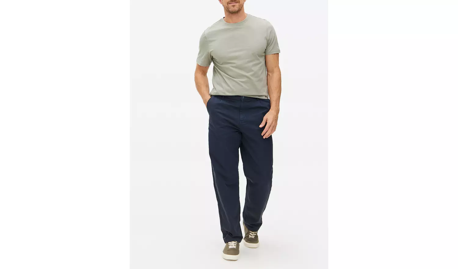 Navy Straight Leg Canvas Trousers36R
